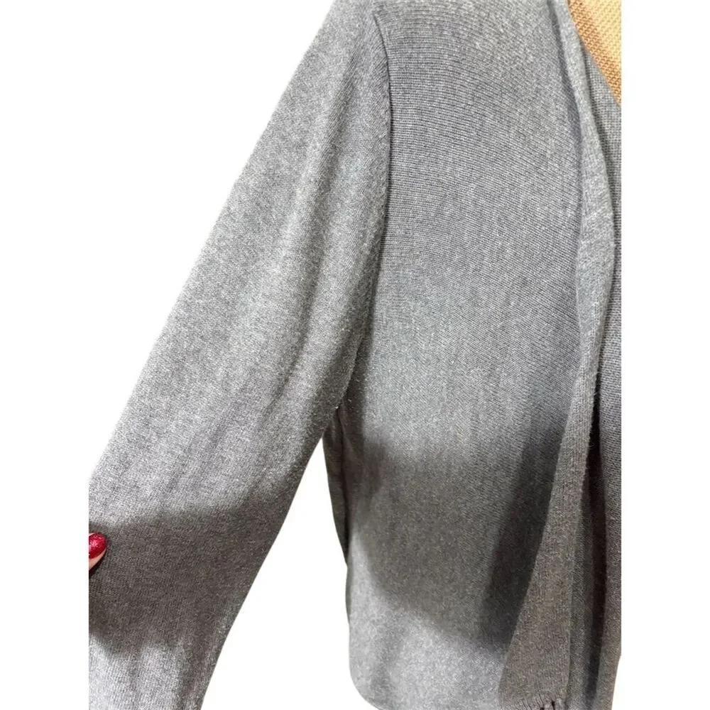 Banana Republic Women's XL Gray Fringe Open Front Cardigan Sweater - Picture 7 of 9